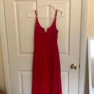 Long red dress with slit
